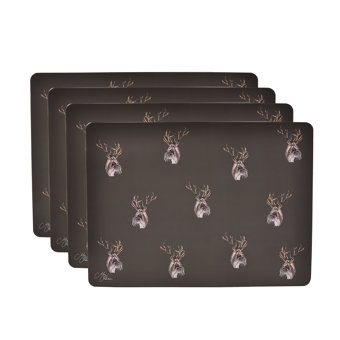 Meg Hawkins Set of 4 Stag Design Placemats  Meg Hawkins Set of 4 Stag Design Placemats