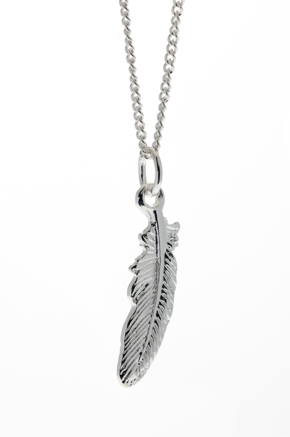 Long silver deals feather necklace