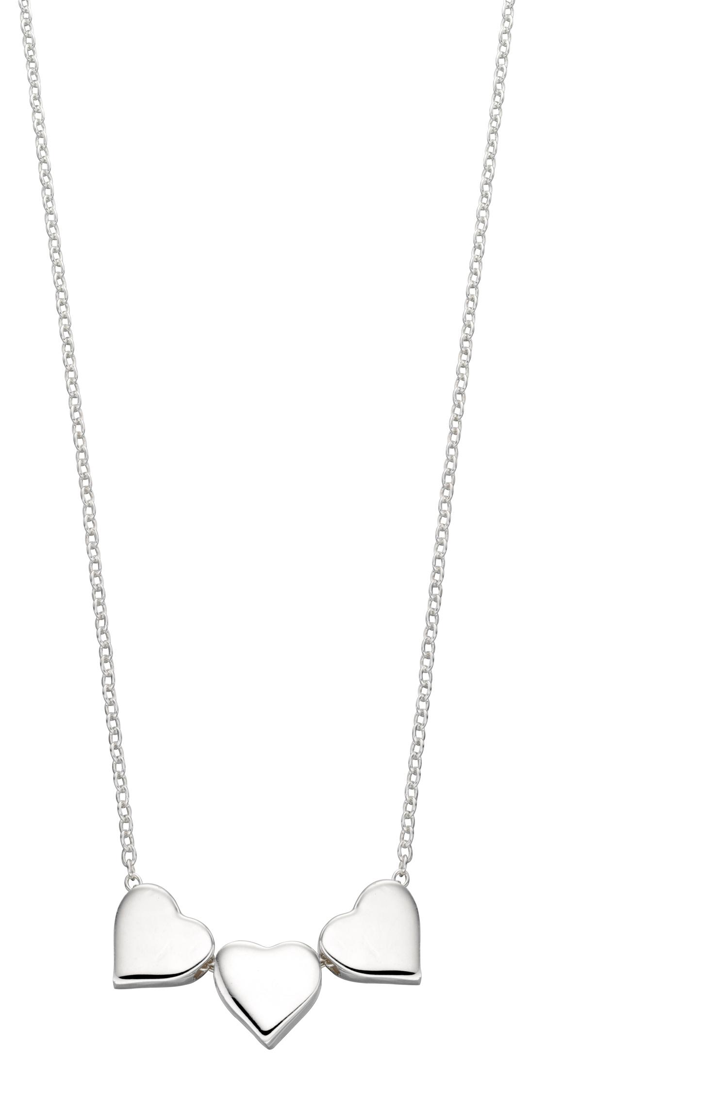 Tiffany & Co Silver Triple Heart Necklace Pendant 17.9 inch Chain Rare Gift  Love