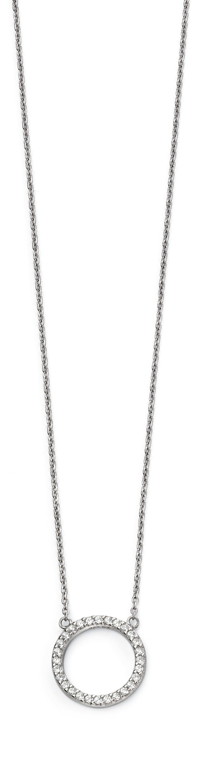 Sterling Silver Pave Cubic Zirconia Open Circle Necklace