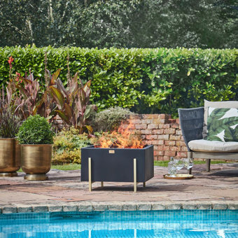 Ivyline Outdoor Orion Garden Fire Pit/Fire Bowl in Matte Black & Antique Gold Ivyline Outdoor Orion Garden Fire Pit/Fire Bowl in Matte Black & Antique Gold