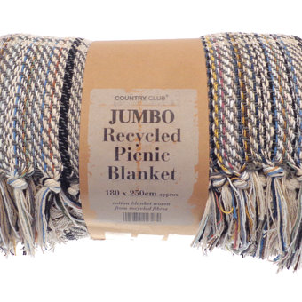 Jumbo Recycled Cotton Picnic Blanket/Throw 180 x 250cm Jumbo Recycled Cotton Picnic Blanket/Throw 180 x 250cm