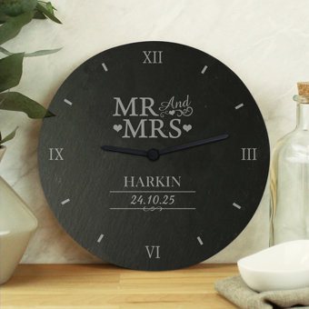 Personalised Mr & Mrs Slate Clock Wedding Gift Personalised Mr & Mrs Slate Clock Wedding Gift