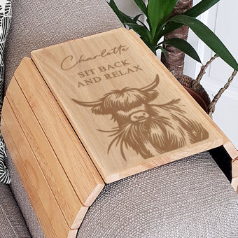 Personalised Highland Cow Sofa Tray Personalised Highland Cow Sofa Tray
