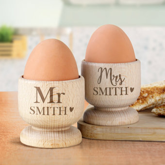 Personalised Couples Wooden Egg Cup Set Personalised Couples Wooden Egg Cup Set