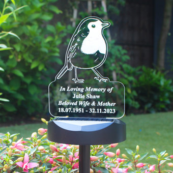 Personalised Robin Memorial Outdoor Solar Light Personalised Robin Memorial Outdoor Solar Light