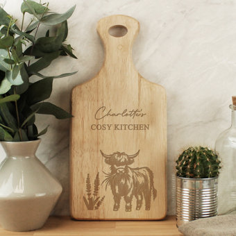 Personalised Highland Cow Paddle Chopping Board Personalised Highland Cow Paddle Chopping Board