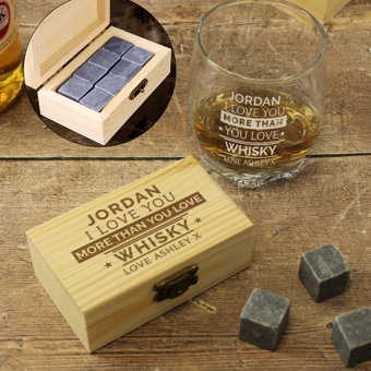 Personalised I Love You More Than Whisky Glass & Stones Personalised I Love You More Than Whisky Glass & Stones