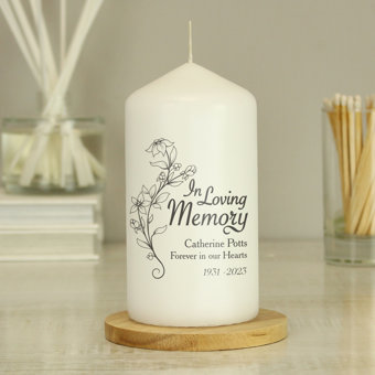 Personalised In Loving Memory Pillar Candle Personalised In Loving Memory Pillar Candle