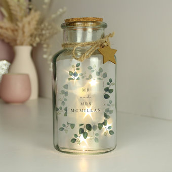 Personalised Botanical LED Glass Jar Wedding Gift Personalised Botanical LED Glass Jar Wedding Gift