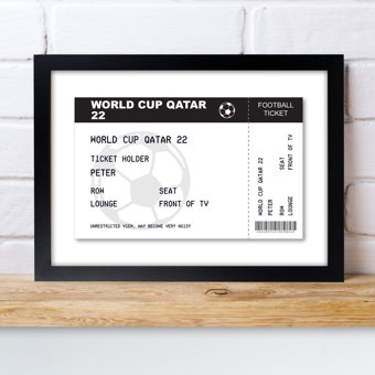 Personalised Football Ticket A4 Black Framed Print Personalised Football Ticket A4 Black Framed Print