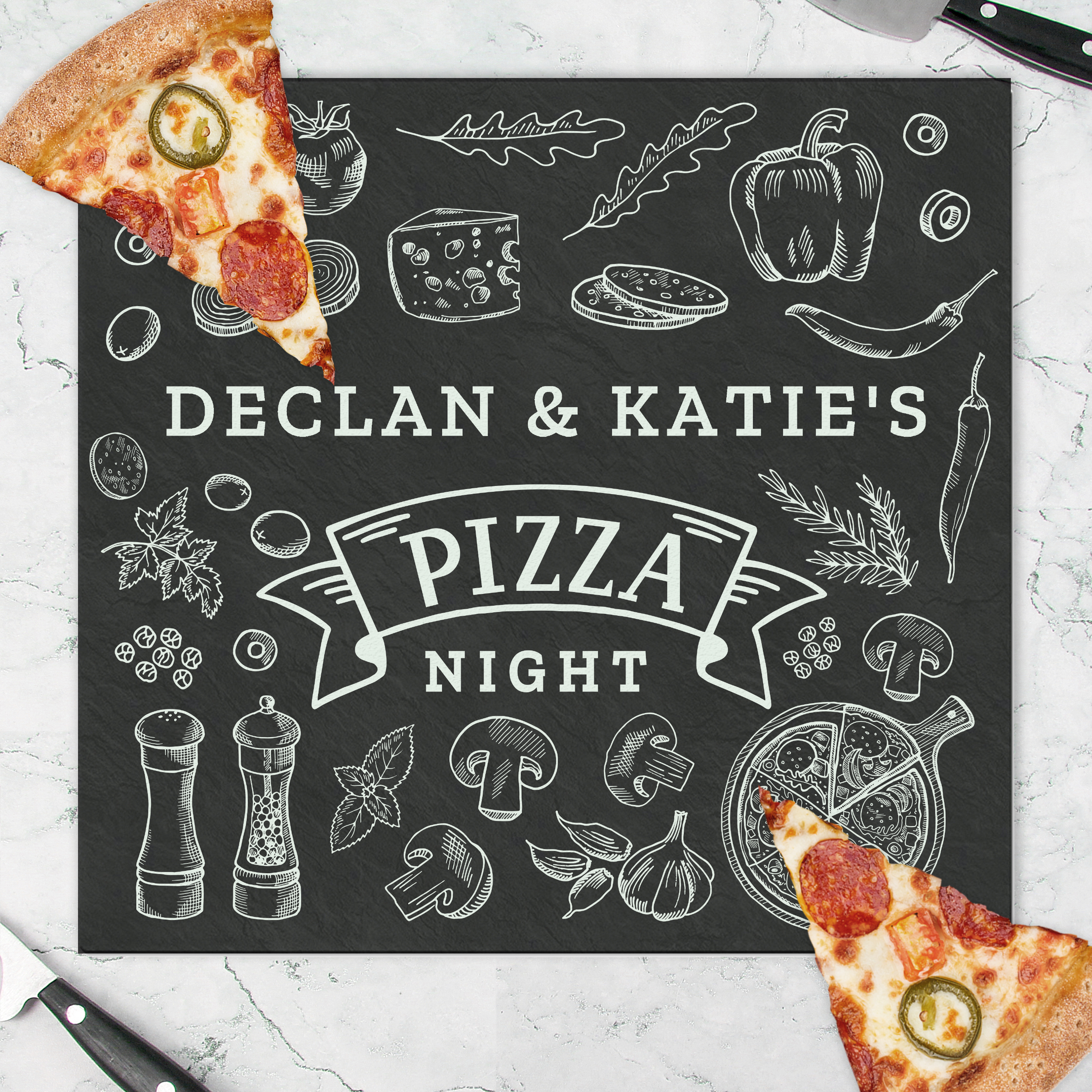 Personalised Pizza Glass Chopping Board/...