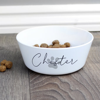 Personalised Grey Pawprint Plastic Cat Bowl Personalised Grey Pawprint Plastic Cat Bowl