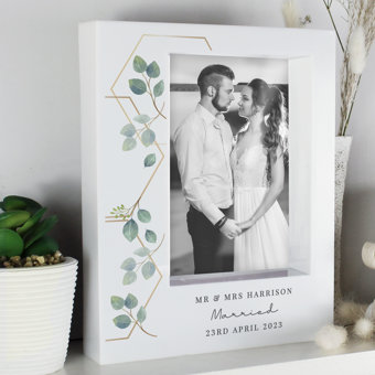Personalised Botanical 6x4 Box Photo Frame Wedding Gift Personalised Botanical 6x4 Box Photo Frame Wedding Gift