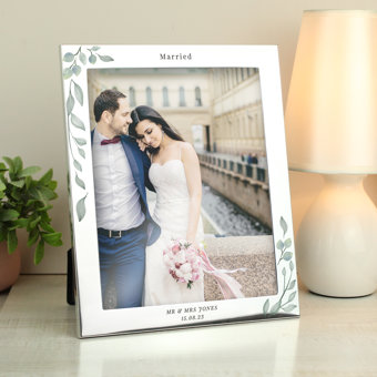 Personalised Botanical 10x8 Silver Photo Frame Wedding Gift Personalised Botanical 10x8 Silver Photo Frame Wedding Gift
