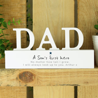 Personalised A Sons First Hero Wooden Dad Ornament Personalised A Sons First Hero Wooden Dad Ornament