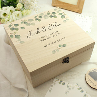 Personalised Botanical Wooden Keepsake box Wedding Gift Personalised Botanical Wooden Keepsake box Wedding Gift