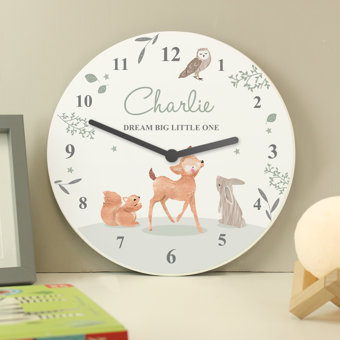 Personalised Woodland Animals Wooden Nursery Clock Personalised Woodland Animals Wooden Nursery Clock