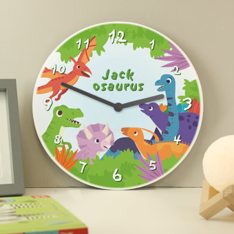Personalised Dinosaur Wooden Childrens Clock Personalised Dinosaur Wooden Childrens Clock