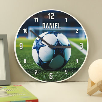 Personalised Football Wooden Childrens Clock Personalised Football Wooden Childrens Clock