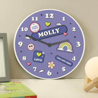 Personalised Positive Vibes Wooden Childrens Clock Personalised Positive Vibes Wooden Childrens Clock