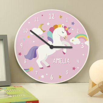 Personalised Unicorn Wooden Childrens Clock Personalised Unicorn Wooden Childrens Clock