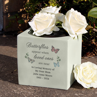 Personalised Butterflies Appear Memorial Vase Personalised Butterflies Appear Memorial Vase