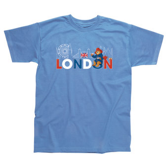 Children's Paddington London Design in Sky Blue T-Shirt Children's Paddington London Design in Sky Blue T-Shirt