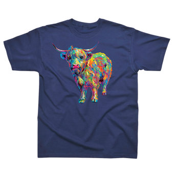 Highland Cow Navy T-Shirt  Highland Cow Navy T-Shirt