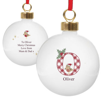 Personalised Initial Little Robin Christmas Tree Bauble Personalised Initial Little Robin Christmas Tree Bauble