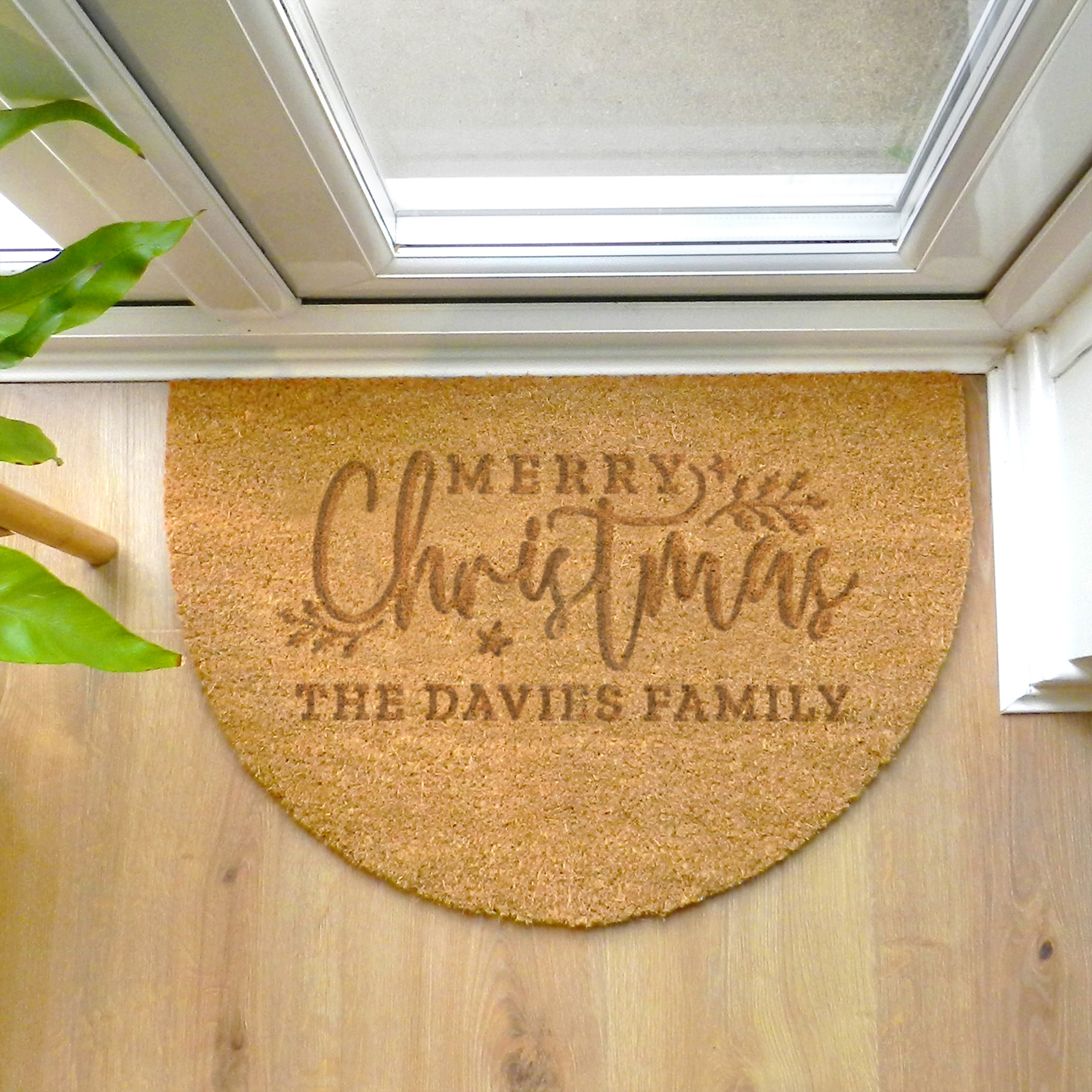 Personalised Christmas Half Moon Indoor Doormat 4