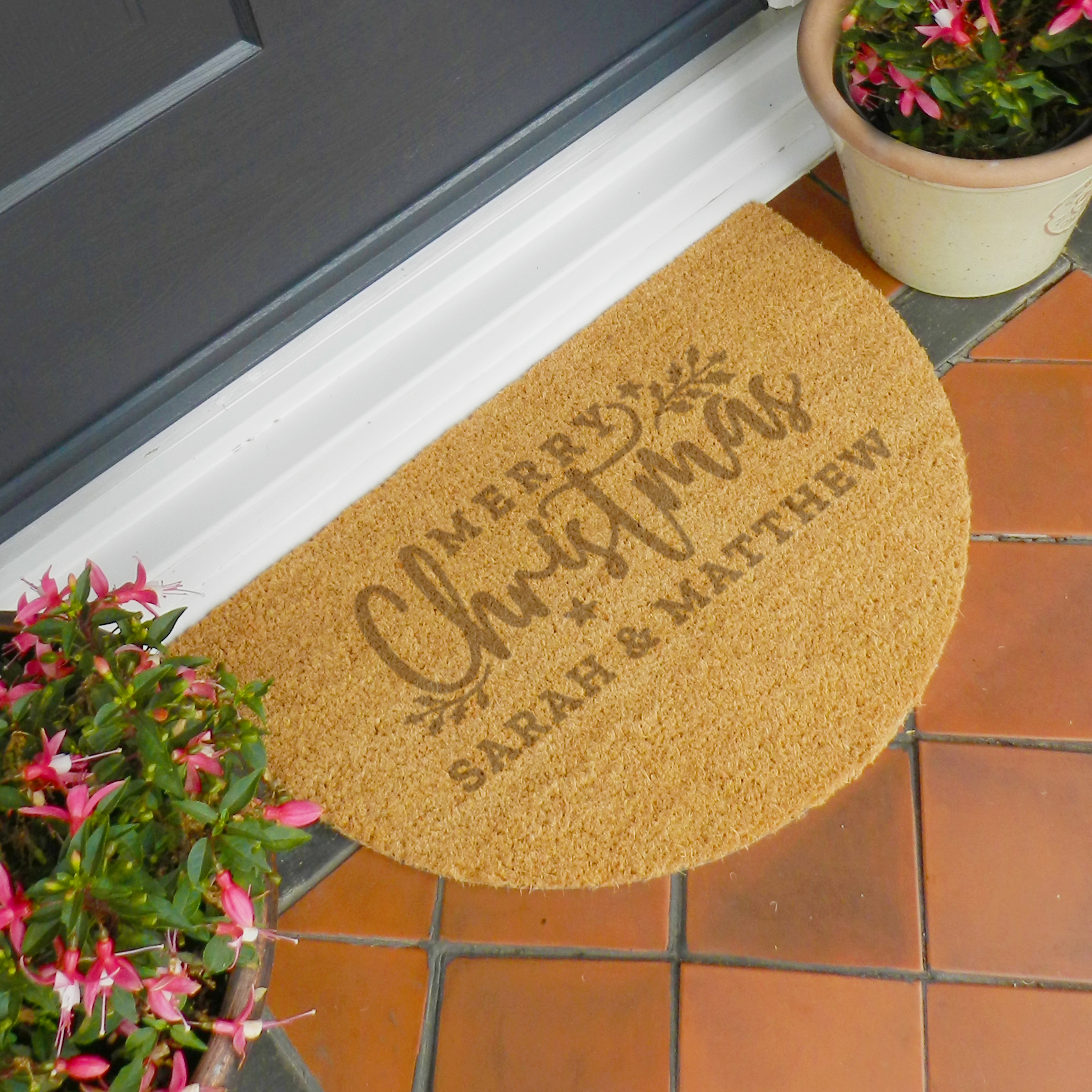 Personalised Christmas Half Moon Indoor Doormat 2