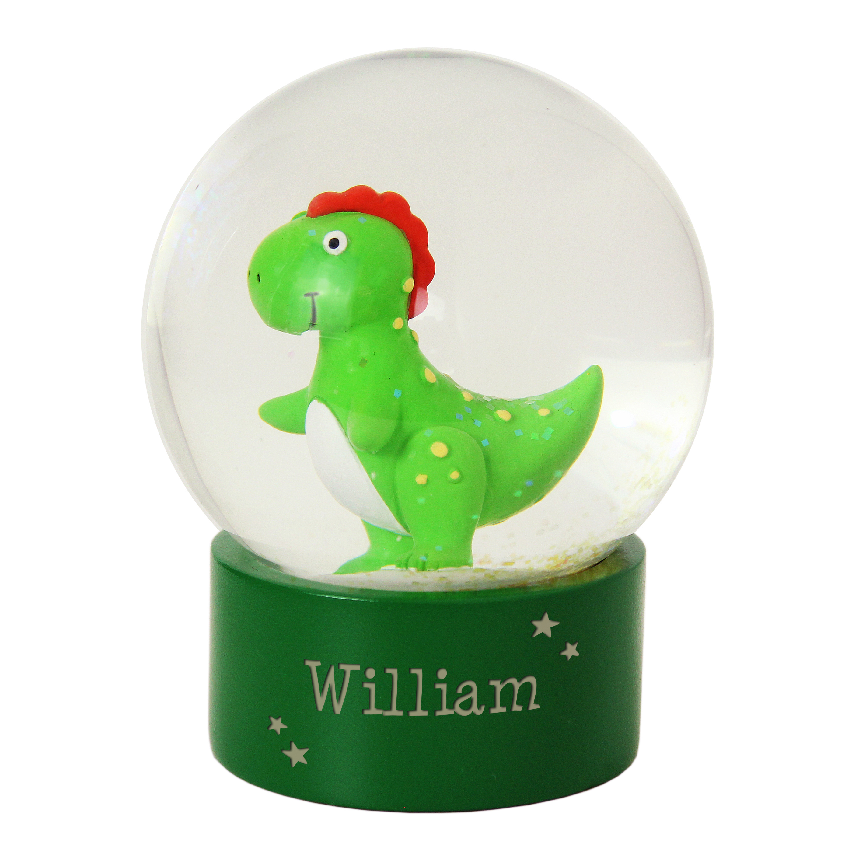 Personalised Name Dinosaur Children's Glitter Snow Globe Christmas Gift