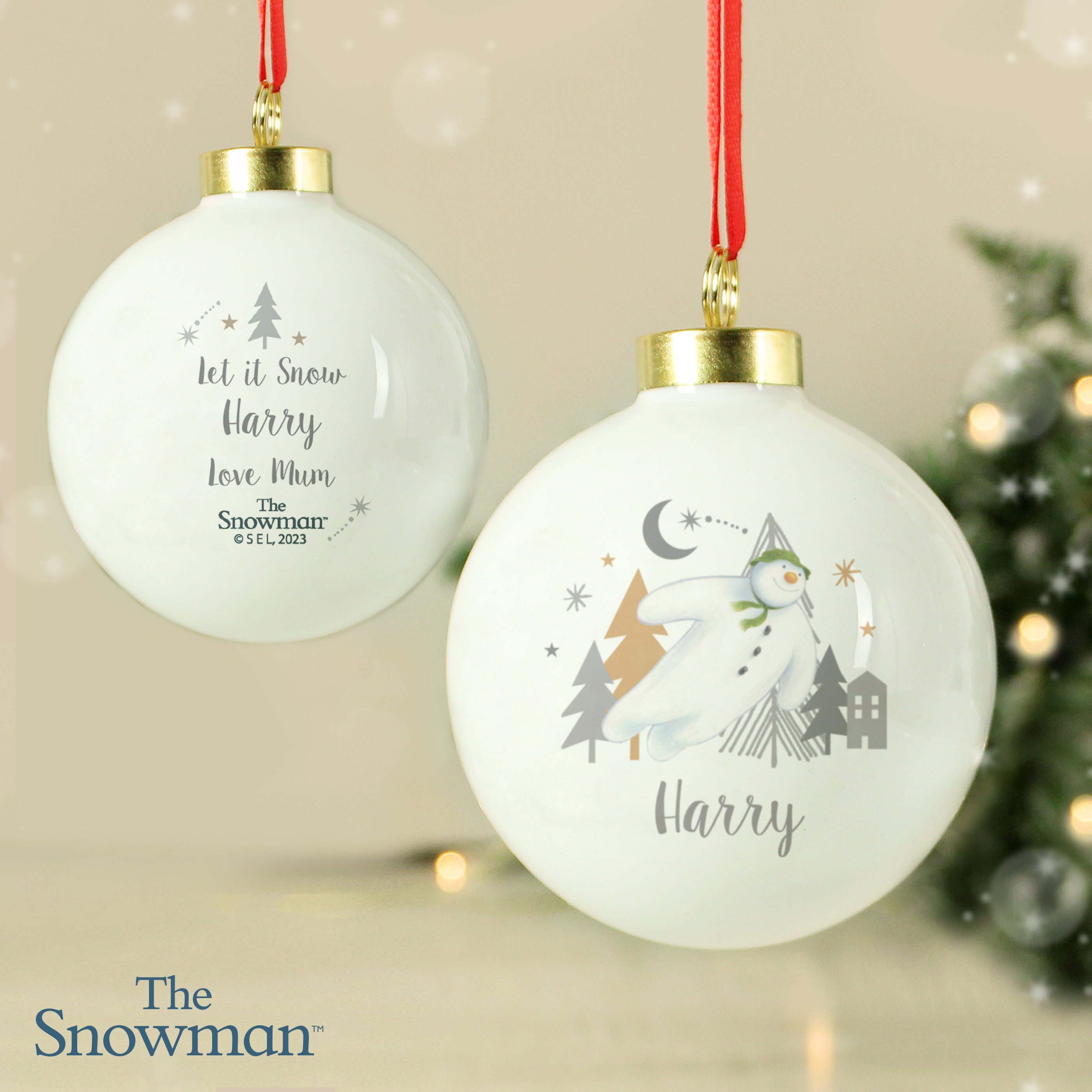 Personalised The Snowman Magical Adventure Christmas Tree Bauble 1