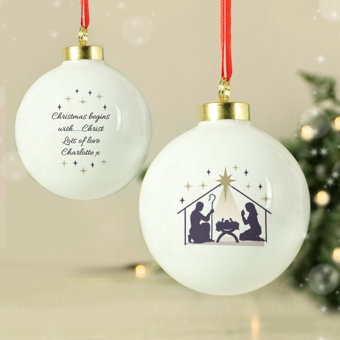 Personalised Nativity Design Christmas Tree Bauble Decoration Personalised Nativity Design Christmas Tree Bauble Decoration