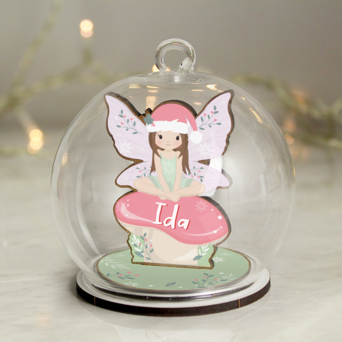 Personalised Children's Wooden Fairy Glass Christmas Tree Bauble 2