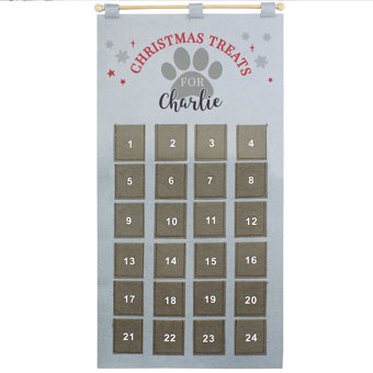 Personalised Pet Christmas Advent Calendar In Silver Grey Personalised Pet Christmas Advent Calendar In Silver Grey