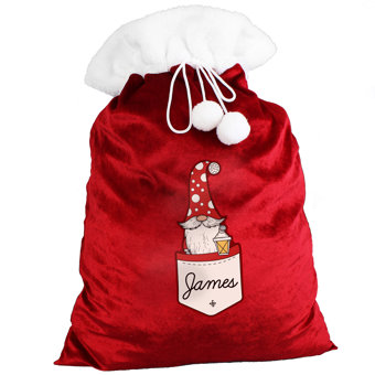 Personalised Male Gonk Family Red Christmas Gift Sack Personalised Male Gonk Family Red Christmas Gift Sack