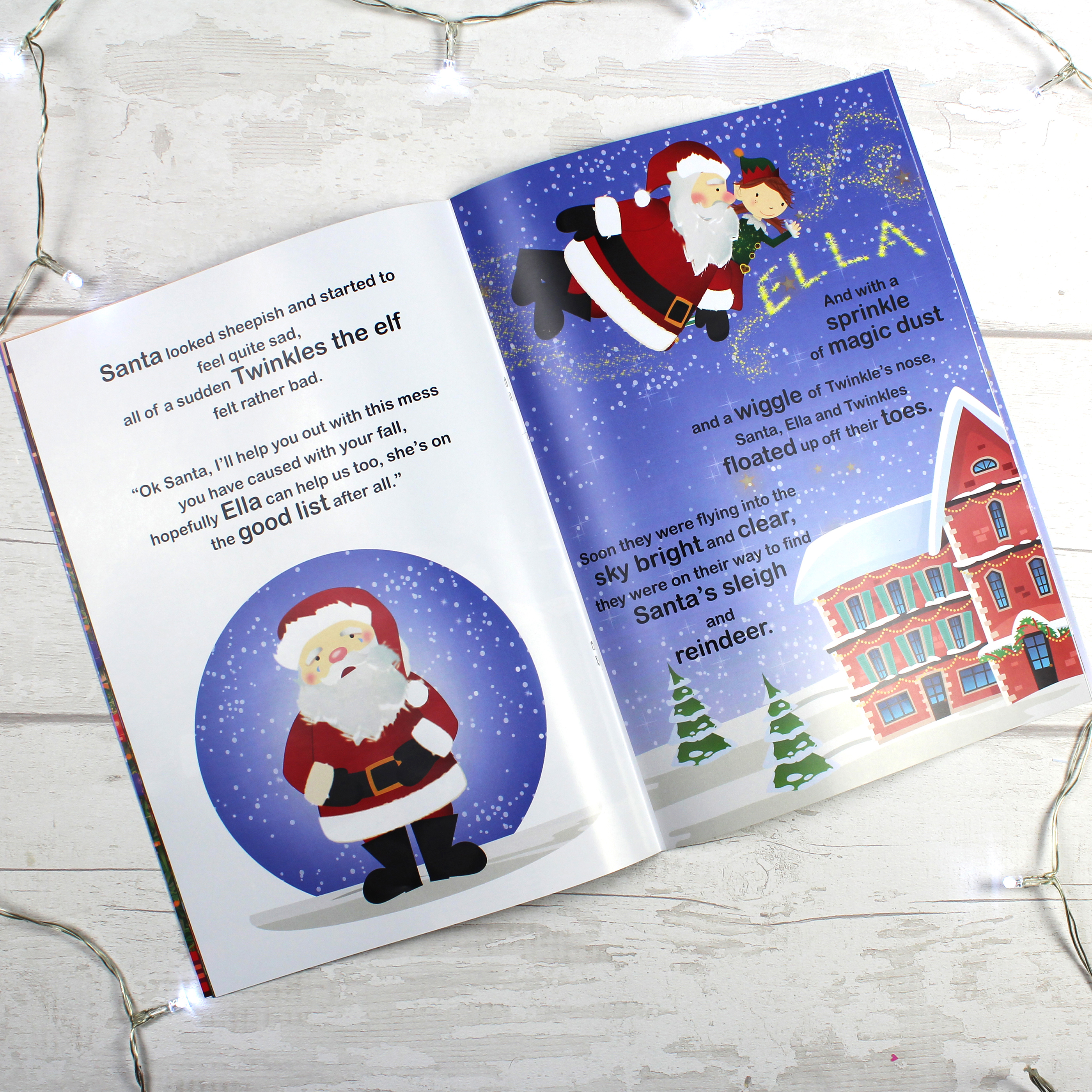 Personalised Girls It's Christmas Story Book Gift, Featuring Santa and his Elf Twinkles 2