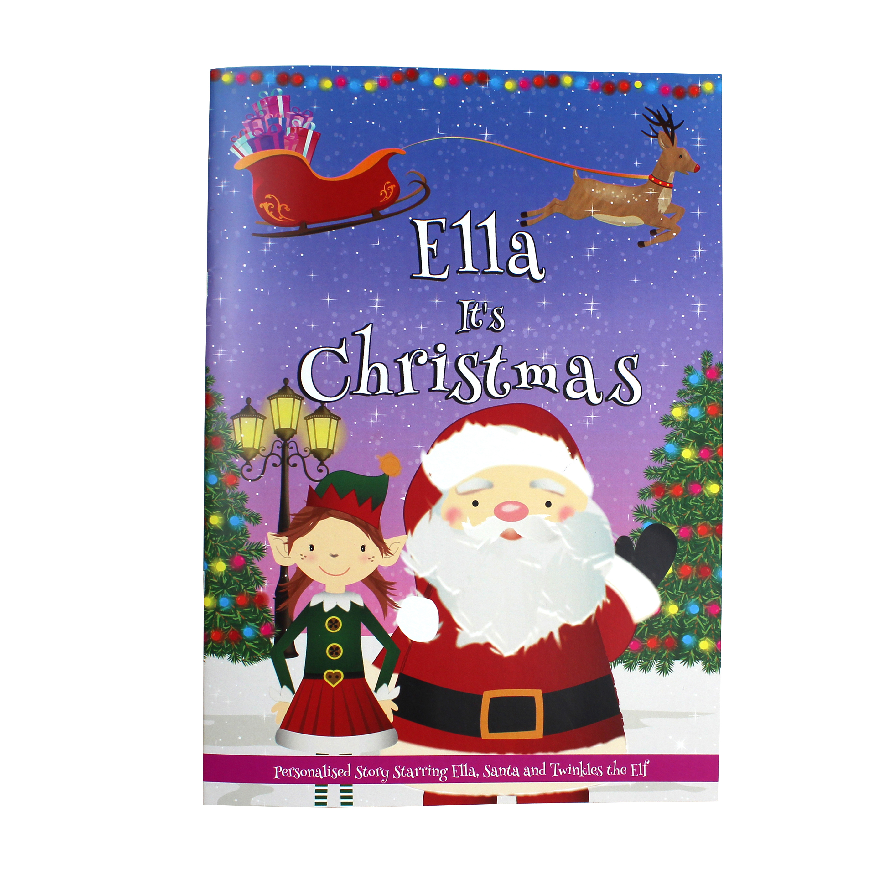 Personalised Girls It's Christmas Story Book Gift, Featuring Santa and his Elf Twinkles