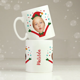 Personalised Photo Upload Christmas Elf Design Mug Gift Personalised Photo Upload Christmas Elf Design Mug Gift