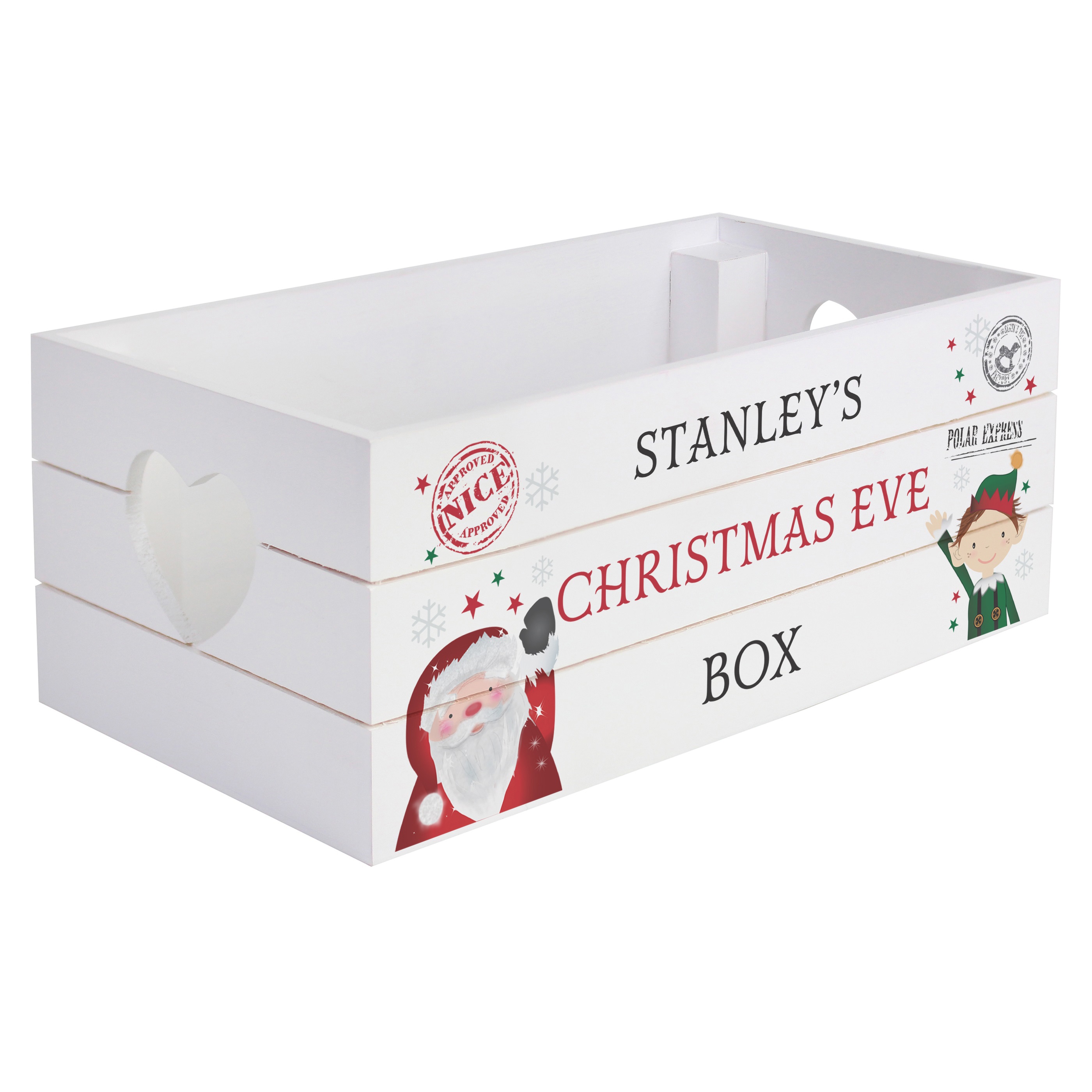 Personalised Christmas Eve Children's White Wooden Crate