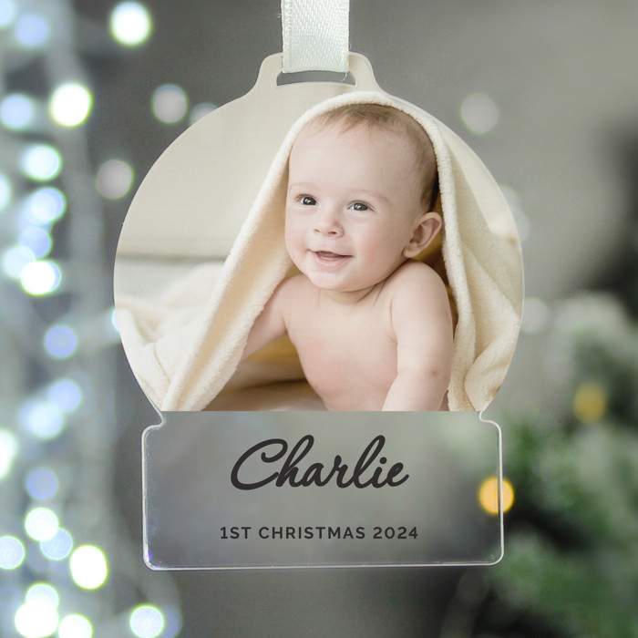 Personalised Photo Upload Christmas Tree Bauble