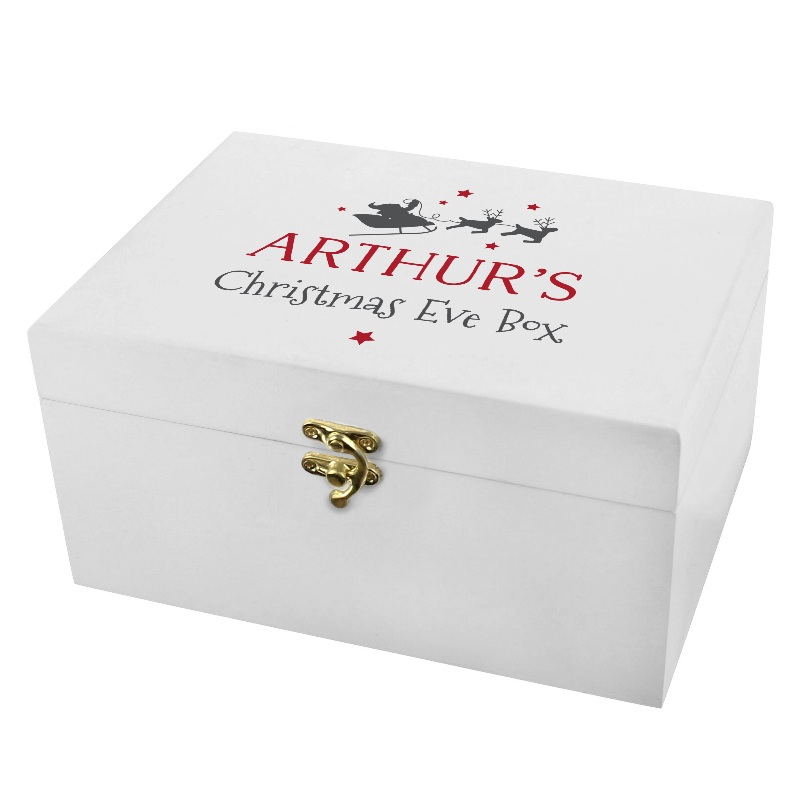 Personalised Children's Christmas Eve White Wooden Box
