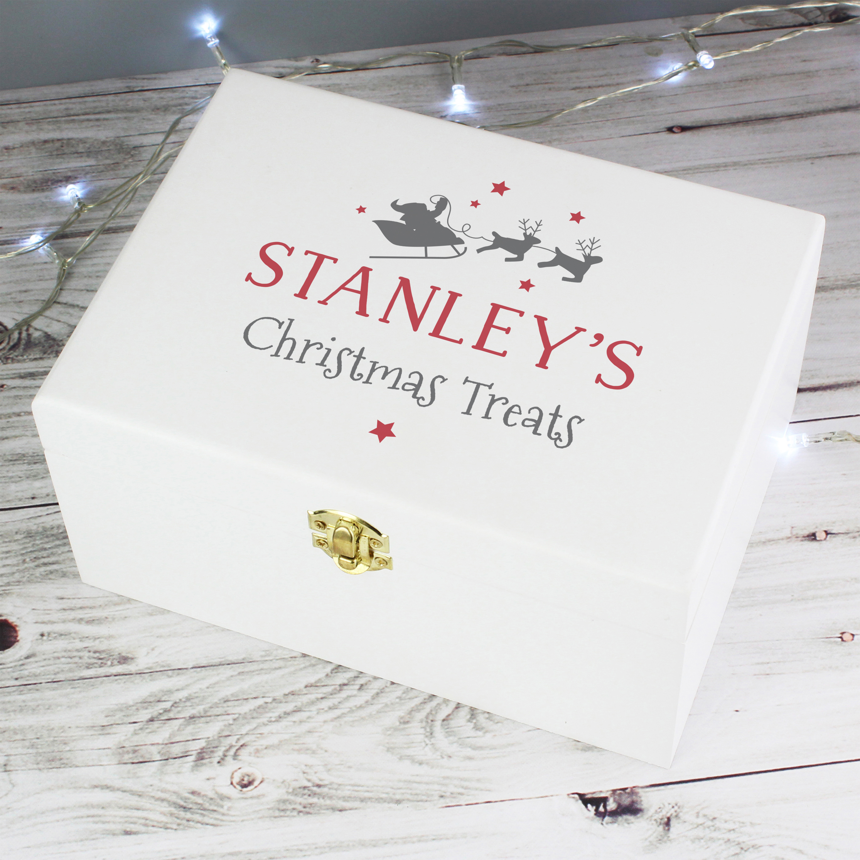 Personalised Children's Christmas Eve White Wooden Box 3