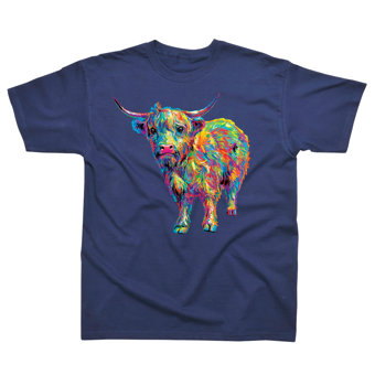 Children's Highland Cow Navy T-Shirt Children's Highland Cow Navy T-Shirt