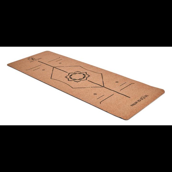 Black Natural Cork Yoga Mat with Bio Rubber Backing Alignment