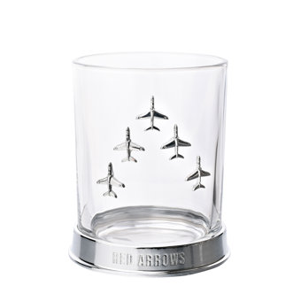 RAF Glass & Metal Whiskey Tumbler - Red Arrows Design RAF Glass & Metal Whiskey Tumbler - Red Arrows Design