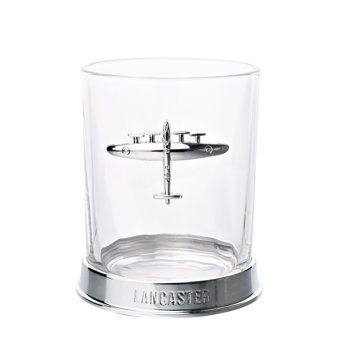 RAF Glass & Metal Whiskey Tumbler - Lancaster Design  RAF Glass & Metal Whiskey Tumbler - Lancaster Design