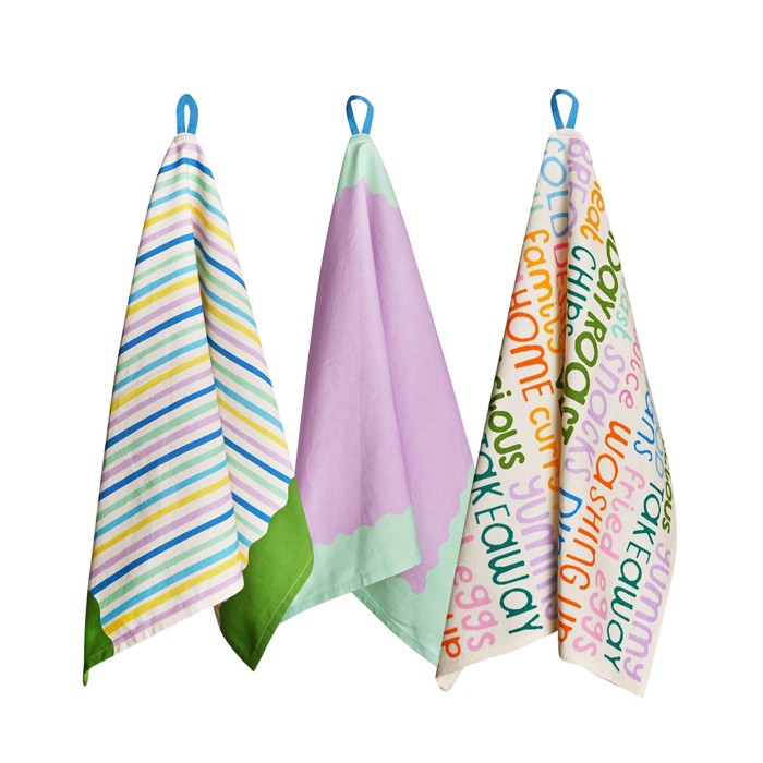 Tea Towel Raspberry Raspberry Blossom Set of 3 Cotton Kitchen Tea Towels | Barnardo's ...